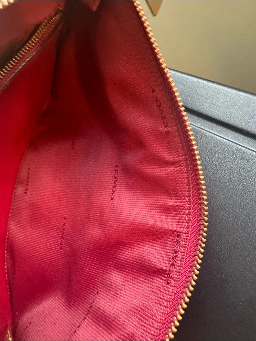 Coach Red Leather Messenger Crossbody with Gold Hardware
